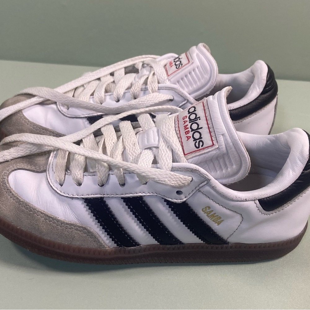 Adidas Samba White and Navy Sneakers